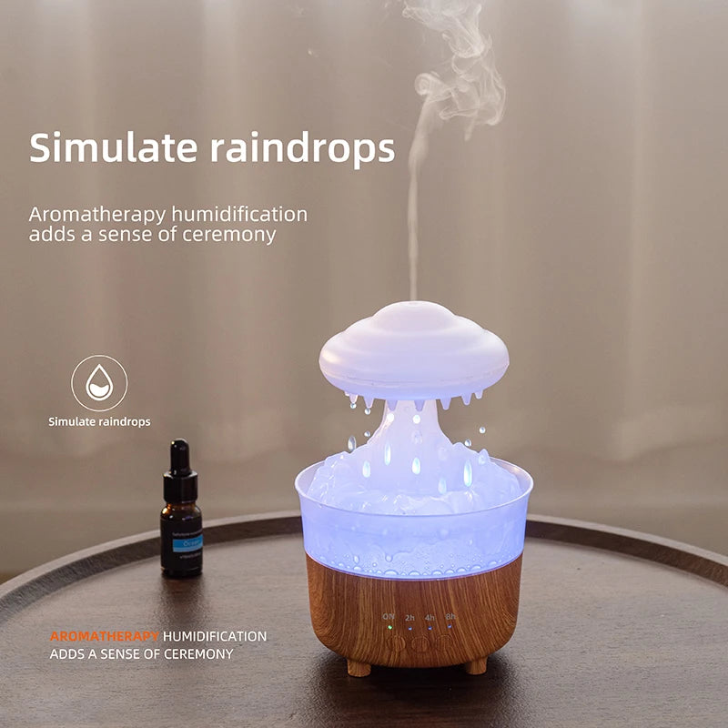 Rain Cloud Night Light Humidifier with Raining Water Drop Sound and Led Light Essential Oil Diffuser Aromatherapy