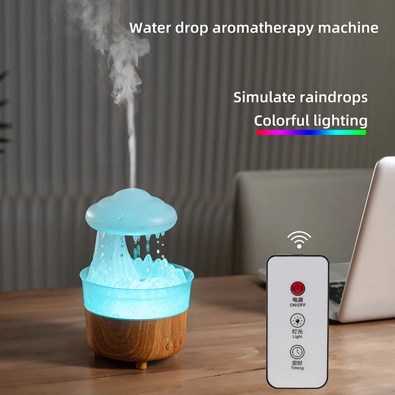 Rain Cloud Night Light Humidifier with Raining Water Drop Sound and Led Light Essential Oil Diffuser Aromatherapy